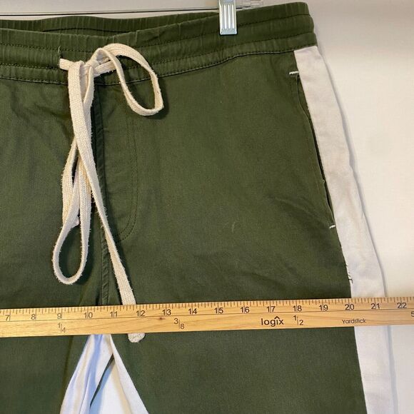 KDNK Jogger Pants Men XL Green Side Stripe Zip Ankle Tie Waist Y2K Sporstwear - Picture 6 of 7